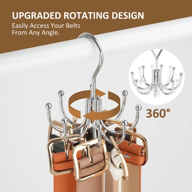 ZEDODIER Belt Hanger, Belt Organizer for Closet, Keeping Belts Visible and in Good Condition, Hanging Tie Rack Holder, Closet Organizers and Storage, Silver - Image 2